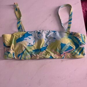 RVCA Bikini Top with a yellow and blue pattern